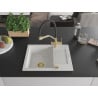 Mexen Enzo granite kitchen sink 1-bowl with drainer and Duo kitchen tap, white - 6506-20-671701-57-G
