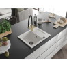 Mexen Enzo granite kitchen sink 1-bowl with drainer and Duo kitchen faucet, white - 6506-20-671701-57-B
