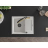 Mexen Enzo granite kitchen sink 1-bowl with drainer and Duo faucet, white - 6506-20-671701-57-B