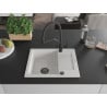 Mexen Enzo 1-bowl granite sink with drainer and Duo kitchen faucet, white - 6506-20-671701-70-B