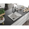 Mexen Enzo 1-bowl granite sink with drainer and Duo kitchen faucet, white - 6506-20-671701-70-B