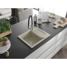 Mexen Enzo 1-compartment granite sink with drainer and Duo kitchen faucet, beige - 6506-69-671701-07
