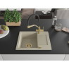 Mexen Enzo granite kitchen sink 1-bowl with drainer and Duo kitchen faucet, beige - 6506-69-671701-57-G