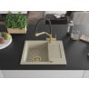 Mexen Enzo granite kitchen sink with 1 basin, drainer, and Duo kitchen faucet, beige - 6506-69-671701-57-G