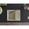 Mexen Enzo granite kitchen sink with 1 basin, drainer, and Duo kitchen faucet, beige - 6506-69-671701-57-G