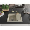 Mexen Enzo granite kitchen sink 1-bowl with drainer and Duo kitchen faucet, beige - 6506-69-671701-57-B