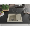 Mexen Enzo 1-Bowl Granite Sink with Drainer and Kitchen Faucet Duo, Beige - 6506-69-671701-70-B