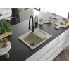 Mexen Enzo granite kitchen sink 1-bowl with drainer and Duo kitchen faucet, beige - 6506-69-671701-70-B