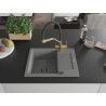 Mexen Enzo 1-bowl granite sink with drainer and kitchen faucet Duo, gray - 6506-71-671701-57-B