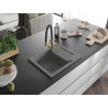 Mexen Enzo 1-bowl granite sink with drainer and kitchen faucet Duo, gray - 6506-71-671701-57-B