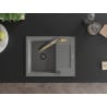 Mexen Enzo 1-Chamber Granite Sink with Drainer and Kitchen Faucet Duo, Gray - 6506-71-671701-57-B