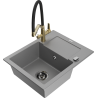 Mexen Enzo 1-compartment granite sink with a drip tray and kitchen mixer tap Duo, grey - 6506-71-671701-57-B