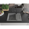 Mexen Enzo granite kitchen sink with 1 bowl, drainer and Duo kitchen faucet, gray - 6506-71-671701-70-B
