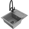 Mexen Enzo 1-bowl granite kitchen sink with drainer and Duo faucet, gray - 6506-71-671701-70-B