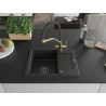 Mexen Enzo 1-bowl granite sink with drainer and Duo kitchen faucet, black/silver metallic - 6506-73-671701-57-B