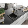 Mexen Enzo granite kitchen sink 1-chamber with drainer and kitchen faucet Duo, black/gold metallic - 6506-75-671701-57-B