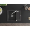 Mexen Enzo 1-bowl granite sink with drainer and Duo kitchen faucet, speckled black - 6506-76-671701-07