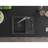 Mexen Enzo single-bowl granite sink with drainer and Duo kitchen faucet, speckled black - 6506-76-671701-07-B