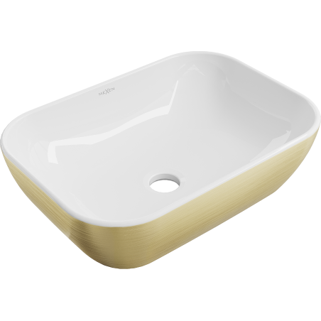 Mexen Rita countertop washbasin 45 x 32 cm, white/gold lines - 21084553