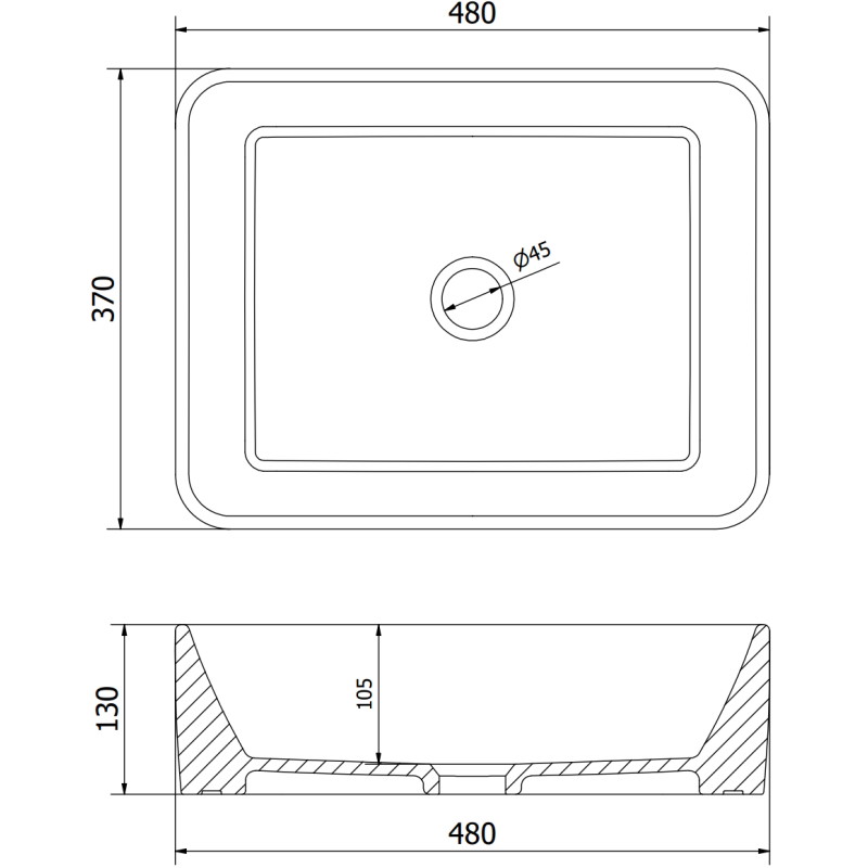 Mexen Catia countertop sink 48 x 37 cm, white/gold rim - 21314805