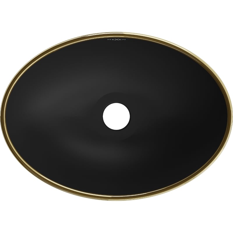 Mexen Elza countertop washbasin 40 x 33 cm, black matte/gold rim - 21014025