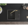 Mexen Enzo granite kitchen sink 1-bowl with drainer and Duo kitchen faucet, spotted black - 6506-76-671701-57-B
