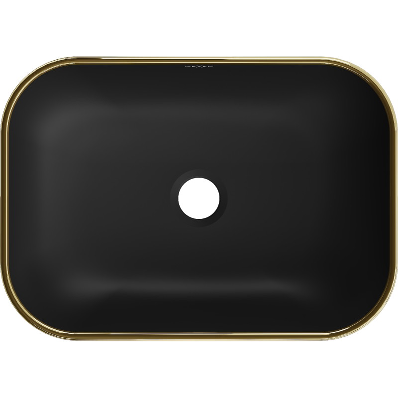 Mexen Rita countertop washbasin 45 x 32 cm, black matte/golden rim - 21084575