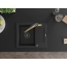Mexen Enzo granite kitchen sink 1-bowl with drainer and Duo kitchen faucet, black - 6506-77-671701-57-B