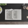 Mexen Gaspar granite sink 1.5-bowl with drainer and Duo kitchen tap, white - 6507-20-671701-02