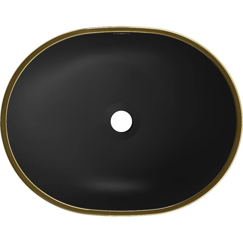 Mexen Viki countertop washbasin 48 x 35 cm, black matte/gold grid pattern - 21054879