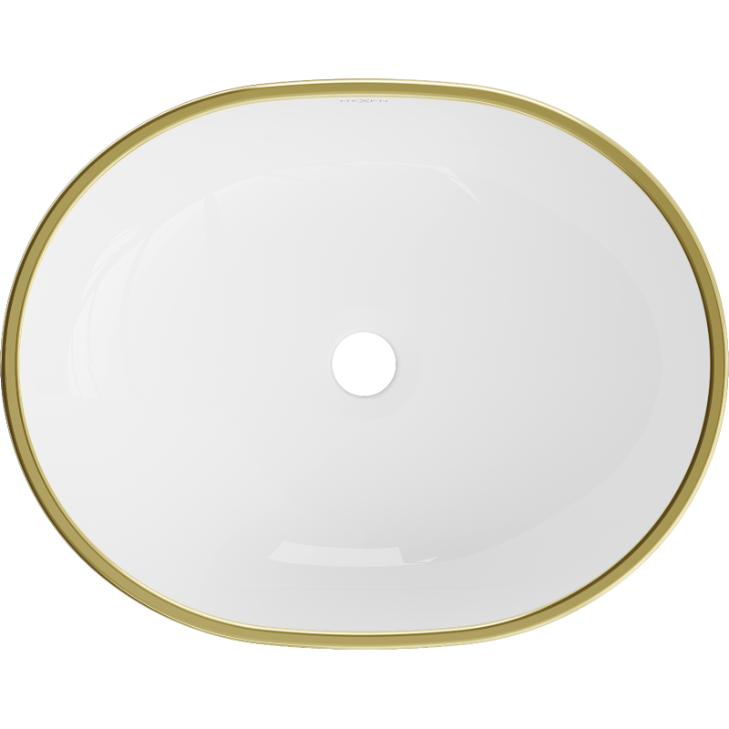 Mexen Viki countertop washbasin 48 x 35 cm, white/gold check pattern - 21054809