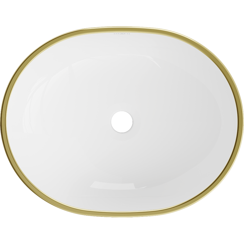 Mexen Viki countertop washbasin 48 x 35 cm, white/gold rim - 21054805