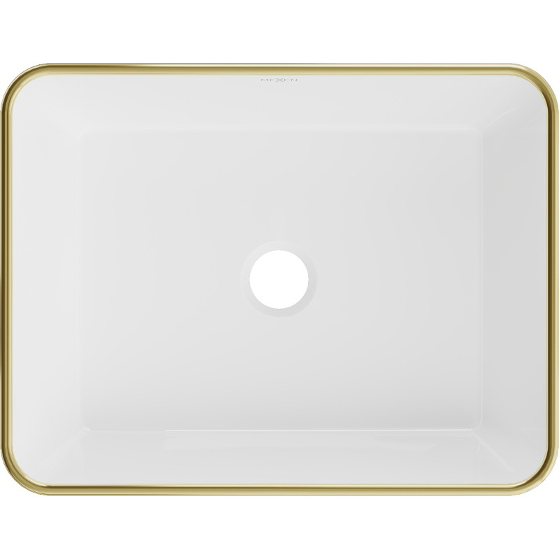 Mexen Catia countertop washbasin 48 x 37 cm, white/gold plaid pattern - 21314809