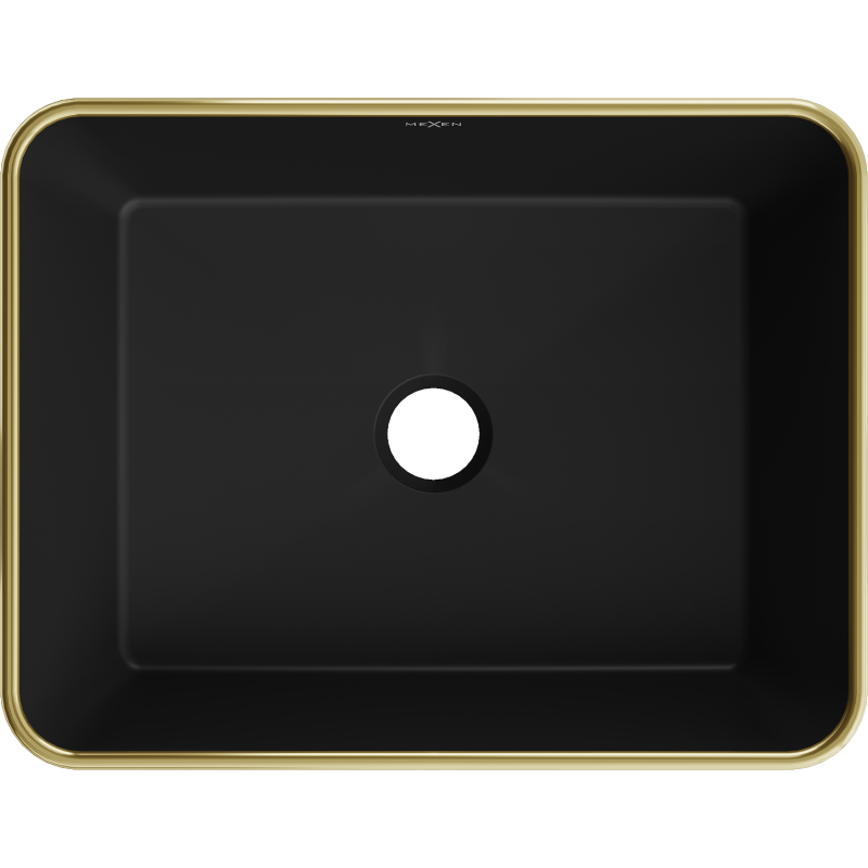 Mexen Catia countertop basin 48 x 37 cm, black matte/gold rim - 21314875