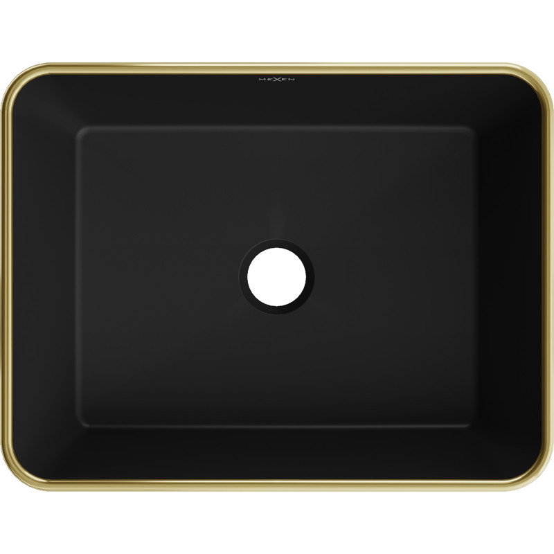 Mexen Catia countertop washbasin 48 x 37 cm, matte black/golden grid pattern - 21314879