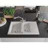 Mexen Gaspar granite sink 1.5-bowl with drainer and Duo kitchen tap, white - 6507-20-671701-07