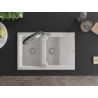 Mexen Gaspar granite sink 1.5-bowl with drainer and Duo kitchen tap, white - 6507-20-671701-07