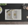 Mexen Gaspar granite sink 1.5-bowl with drainer and Duo kitchen faucet, white - 6507-20-671701-57-G