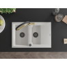 Mexen Gaspar granite sink 1.5-bowl with drainer and Duo kitchen faucet, white - 6507-20-671701-57-B