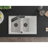 Mexen Gaspar 1.5-bowl granite sink with drainer and Duo kitchen faucet, white - 6507-20-671701-70-B