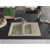 Mexen Gaspar 1.5-bowl granite sink with drainer and Duo kitchen faucet, beige - 6507-69-671701-07