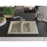 Mexen Gaspar 1.5-compartment granite sink with a drip tray and kitchen mixer tap Duo, Beige - 6507-69-671701-07