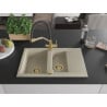 Mexen Gaspar granite sink, 1.5-bowl with drainer and Duo kitchen tap, beige - 6507-69-671701-57-G