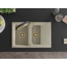 Mexen Gaspar granite sink, 1.5-bowl with drainer and Duo kitchen tap, beige - 6507-69-671701-57-G