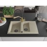 Mexen Gaspar 1.5-bowl granite sink with drainer and Duo kitchen tap, beige - 6507-69-671701-57-B