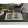 Mexen Gaspar granite sink 1.5-bowl with drainer and Duo kitchen faucet, beige - 6507-69-671701-57-B