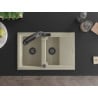 Mexen Gaspar 1.5-bowl granite sink with drainer and Duo kitchen tap, beige - 6507-69-671701-70-B