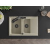 Mexen Gaspar granite sink 1.5-bowl with drainer and Duo kitchen faucet, beige - 6507-69-671701-70-B