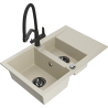 Mexen Gaspar 1.5-bowl granite sink with drainer and Duo kitchen tap, beige - 6507-69-671701-70-B
