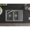 Mexen Gaspar granite sink 1.5-bowl with drainer and Duo kitchen tap, grey - 6507-71-671701-07
